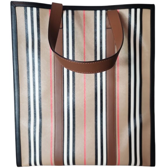 Burberry Medium NS Book Tote Bag Purse | Striped Pattern - Picture 3 of 9